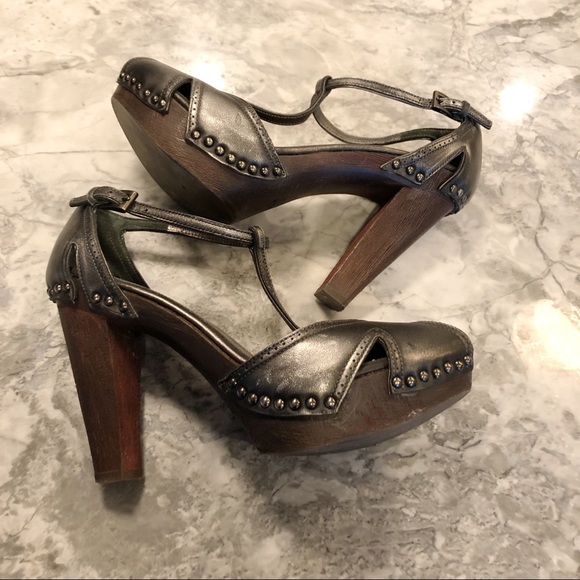 Prada Gunmetal Open Toe Platforms - Picture 5 of 15